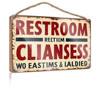 Signs And Plaques Restroom Rectification : Cleanliness First Panneau en bois pour toilettes Décoration de porche (20 x 30 cm)