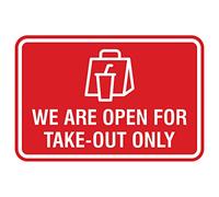 Signs ByLITA Cadre classique « We Are Open For Take-Out Only » (rouge) - Grand format