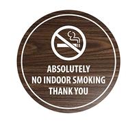 Signs ByLITA Circle Absolutely No Indoor Smoking Thank You Panneau de remerciement Noyer Taille XL