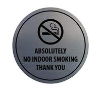 Signs ByLITA Circle Absolutely No Indoor Smoking Thank You Panneau en argent brossé Taille XL