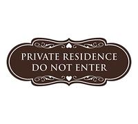 Signs ByLITA Designer Private Residence Do Not Enter - Panneau de sécurité pour la maison | No Trespassing (marron foncé) - Lot de 2