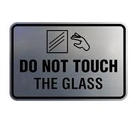 Signs ByLITA Enseigne classique encadrée « Do Not Touch The Glass » (argent brossé) - Petit