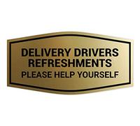 Signs ByLITA Fancy Delivery Drivers Refreshments Panneau « Please Help Yourself » Doré brossé Taille L