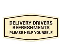 Signs ByLITA Fancy Delivery Drivers Refreshments Panneau « Please Help Yourself » (ivoire/marron foncé) - Petit format
