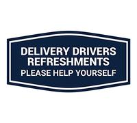 Signs ByLITA Fancy Delivery Drivers Refreshments Please Help Yourself Panneau Bleu marine/blanc Taille S