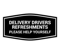 Signs ByLITA Fancy Delivery Drivers Refreshments Please Help Yourself Panneau Noir Taille M