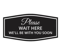 Signs ByLITA Fancy Please Wait Here for Your Turn. We 'll Be With You Soon Installation facile | Construction durable | Barbiers | Toilettage et coiffage | Panneau pour cheveux (Noir) - Petite taille