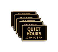 Signs ByLITA Lot de 5 panneaux classiques encadrés « Quiet Hours » de 22 h à 8 h (noir doré) - Taille M