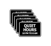 Signs ByLITA Lot de 5 panneaux classiques encadrés « Quiet Hours » de 22 h à 8 h (noir), taille moyenne
