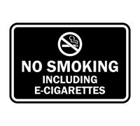 Signs ByLITA Panneau classique encadré Interdiction de fumer y compris e-cigarettes Large (6" x 8") noir
