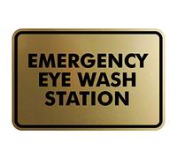 Signs ByLITA Panneau de station de lavage des yeux d'urgence classique (or brossé) - Petit format
