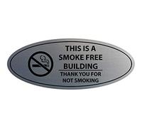 Signs ByLITA Panneau ovale avec inscription « This is a Smoke Free Building Thank You for Not Smoking » - Argent brossé - Taille S