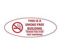 Signs ByLITA Panneau ovale « This is a smoke free building thank you for not smoking » (blanc/rouge) - Petit format