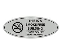 Signs ByLITA Panneau ovale « This is a smoke free building thank you for not smoking » - Gris clair - Taille M