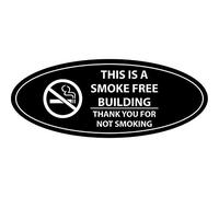 Signs ByLITA Panneau ovale « This is a smoke free building thank you for not smoking » - Noir - Grand format