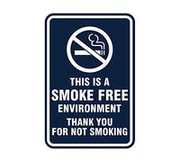 Signs ByLITA Panneau rond « This is a Smoke Free Environment Thank you for not smoking » avec ruban adhésif, se monte sur n'importe quelle surface, résistant aux intempéries, pour intérieur/extérieur,