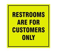 Signs ByLITA Panneau Square Restrooms are for Customers Only avec ruban adhésif, se monte sur n'importe quelle surface, résistant aux intempéries, utilisation intérieure/extérieure (jaune/noir) - Taille L