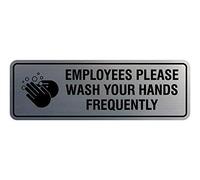 Signs ByLITA Panneau « Standard Employees Please Wash Your Hands Frequently » (argent brossé) - Taille L