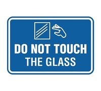 Signs ByLITA Plaque classique encadrée « Do Not Touch The Glass » (bleu) - Petite taille