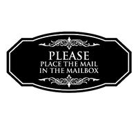Signs ByLITA Victorian Please Place The Mail in The MailBox - Plastique ABS durable - Gravure au laser - Installation facile - Design élégant - Noir - Moyen
