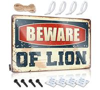 Signs for Garage Beware of Lion Sign Man Cave Rules Old Signs Metal Vintage (30 x 40 cm)