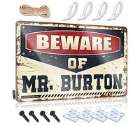 Signs For Garage Beware Of Mr. Burton Plaque en métal vintage Motif Man Cave Rules 20 x 30 cm