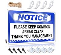Signs For Garage Notice Please Keep Common Areas Clear Thank You Management Plaque en étain Man Cave Rules Old Signs Metal Vintage (20 x 30 cm)