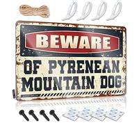 Signs For Man Cave Beware Of Pyrenean Mountain Dog Plaque en étain pour garage (20 x 30 cm)