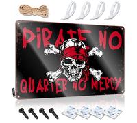Signs For Room - Panneau en étain avec inscription « Pirate No Quarter No Mercy » - 30 x 40 cm