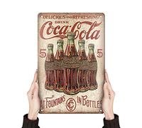 Signs Plaque en étain rétro Inscription Delicious and Refreshing Drink Coca Cola 30,5 x 20,3 cm