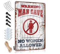 Signs pour porte de chambre à coucher, panneau d'avertissement « Man Cave No Women Allowed » en métal pour garage, panneau vintage (30 x 40 cm)