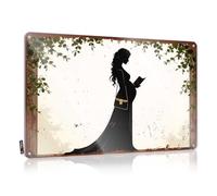 Signs pour porte de chambre à coucher Silhouette of Expectant Mother Reading Amidst Nature'S Frame Plaque en étain drôle Décoration d'intérieur Panneau vintage en métal (20 x 30 cm)