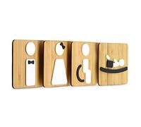 Signs - Styled Knot, Set 4x- Plaque signalétique Toilette Homme Femme Handicapé Signalétique Table à Langer - Pancarte Toilette pour porte toilettes autocollant (Prime Carré - Bambou)