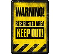 signs-unique Plaque en Metal 10 x 14 cm - Restricted Area - Keep Out!
