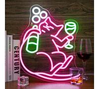 SIGNSHIP Boire Chat Néon Logo Dimmable LED Décoration Murale pour Enfants - Cadeau d'Anniversaire Fille Garçon