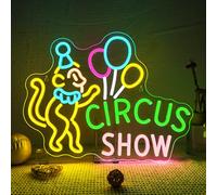 SIGNSHIP Circus Show Neon Led,Singe Lettre Lumineuse Dimmable,Spectacle de Cirque Neon Mural,Ballon Néon Led pour Spectacles de Cirque,Chambre d'Enfant,Salle de Jeu, Parcs d'Attractions, Cadeaux