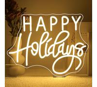 SIGNSHIP Happy Holidays Neon Led,Happy Holiday Lettre Lumineuse Dimmable Pour La Décoration,Joyeuses Fêtes Neon Mural,Néon Led Décoration Pour Fête,Nouvel An,Magasin,Restaurant,Salon,Chambre