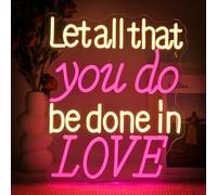 SIGNSHIP Let All That You Do Be Done in Love Neon Led 38 * 32 pour Mariage | Cadeau Neon Mural pour Couples Amoureux, Enseignes Lumineuses 5 Niveaux USB Anniversaire Décor pour Chambre & Saint Valentin