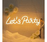 SIGNSHIP Let's Party Enseignes au néon LED Neon Light, Enseigne au néon Lettre sympa alimentée par USB Acrylique Art Décoration Murale pour mariage Noël Fête Salon Bar Décor Cadeau