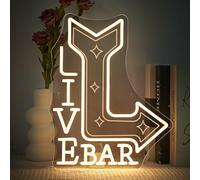 SIGNSHIP Live Bar Flèche Neon Led, Live Bar Enseigne au Neon Cool Alimentée par USB Art Décoration Murale, Néon Led pour Bar,Pub,Club,Soirées,Cadeau