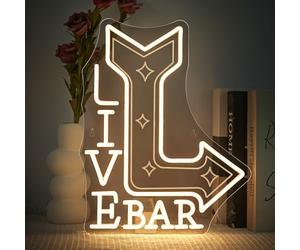 SIGNSHIP Live Bar Flèche Neon Led, Live Bar Enseigne au Neon Cool Alimentée par USB Art Décoration Murale, Néon Led pour Bar,Pub,Club,Soirées,Cadeau