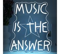 SIGNSHIP Music is the Answer Neon Led,Pentagramme De Musique Lettre Lumineus Dimmable Pour La Décor,Neon Mural De La Music,Néon Led Décor Pour Salon,Chambre,Bar,Studio De Musique,Salle De Répétition