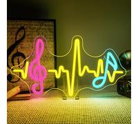 SIGNSHIP Musique Neon Led,Note Heartbeat Lettre Lumineuse Battement de Cœur Musical Dimmable,Neon Mural Music pour Décoration,Néon Led de Studio de Musique, Salle de Répétition, Fête, Chambre, Cadeau