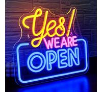 SIGNSHIP Open neon logo LED oui Nous ouvrons le signe de néon pour la décoration murale jaune, rose et bleu, indicateur Bar Restaurant Hôtel magasin Club