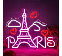 SIGNSHIP Paris Neon Led, Tour Eiffel Lettre Lumineuse, Neon Mural Dimmable Pour Décoration, Tour Eiffel Néon Led pour Salon,Bureau,Chambre,Salon Français,Salle à Manger,Bar,Soirées à Thème