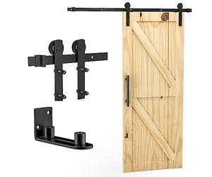 Signstek Kit Complet pour Porte Coulissante - Ferrure de 200 cm avec Guide au Sol en Forme de I pour Système Coulissant