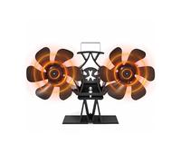 Signstek Ventilateur de cheminée sans électricité, double cheminée, 12 feuilles, pour poêle à bois, cheminée à bois
