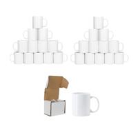 Signzworld Ensemble de 24 Tasses Blanches de Sublimation Tasses à café Mugs à Sublimation en Céramique avec Boites Grande Poignée 325 ml