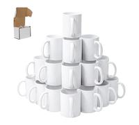 Signzworld Ensemble de 36 Tasses Blanches de Sublimation Tasses à café Mugs à Sublimation en Céramique avec Boites Grande Poignée 325 ml