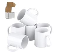 Signzworld Ensemble de 6 Tasses Blanches de Sublimation Tasses à café Mugs à Sublimation en Céramique avec Boites Grande Poignée 325 ml